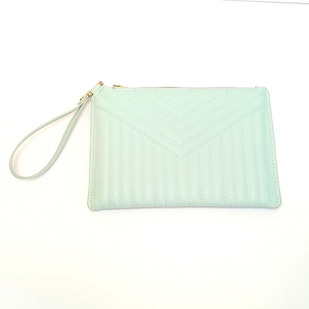 Aqua textured large wristlet